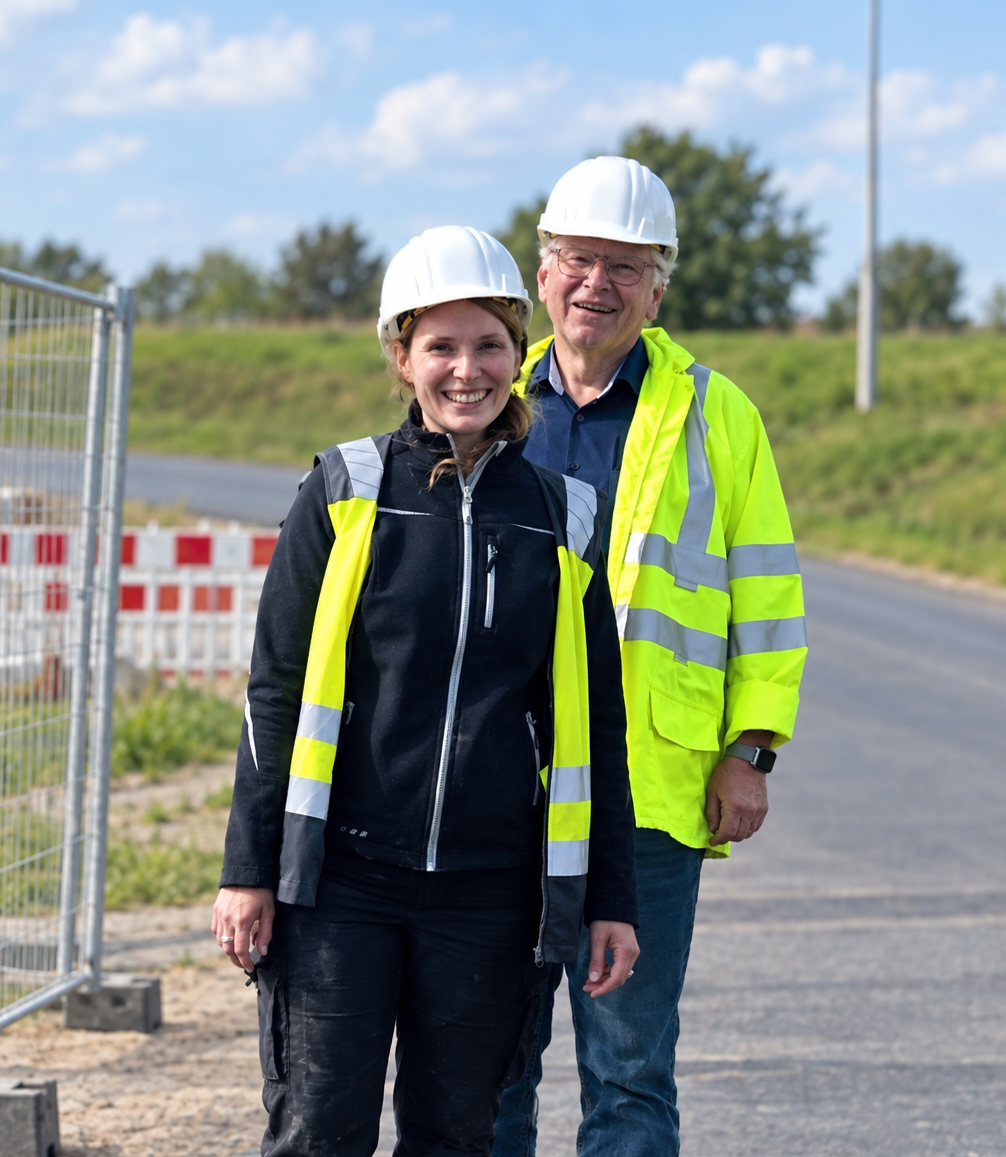 Die Geschäftsführung der Michael Hesky GmbH auf einer Fernwärmebaustelle