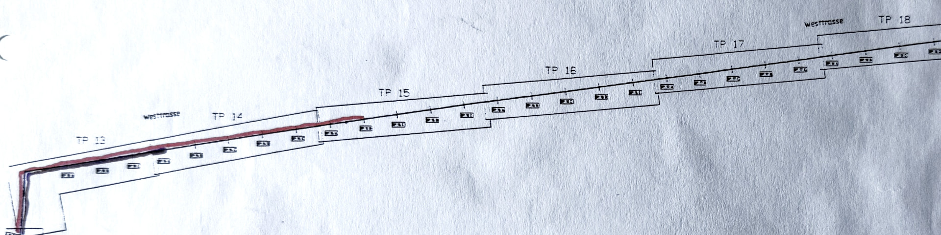 Ausschnitt aus dem Streckenplan der vorgespannten Trasse